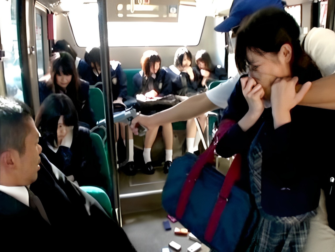 『いやぁ…やめてください…』通学バスをジャックされ男に奉仕するよう命じられたJK達…ゴムなし生チ◯ポを挿入されてしまい…